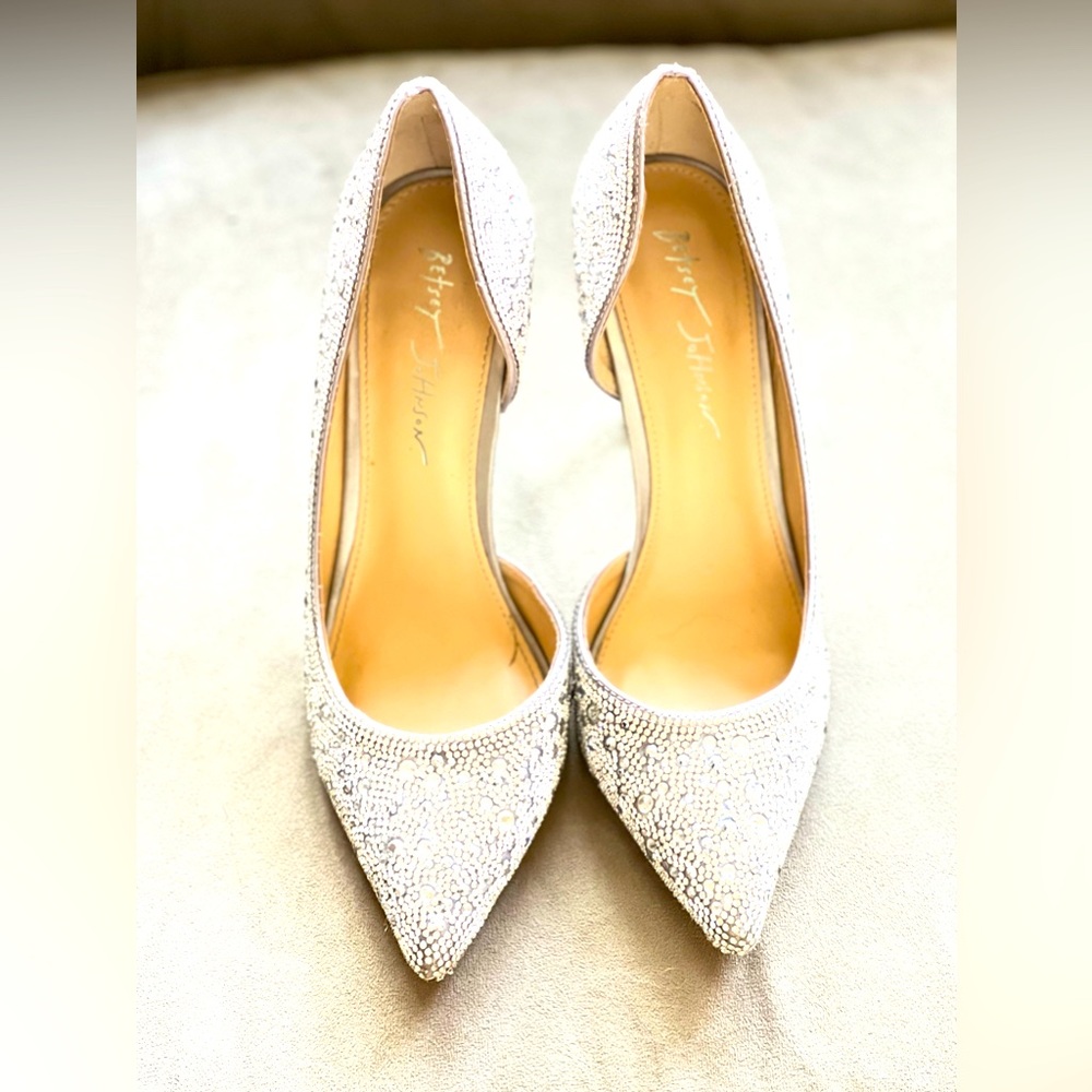Betsy Johnson beautiful sparkling heels.   Worn once for a wedding.